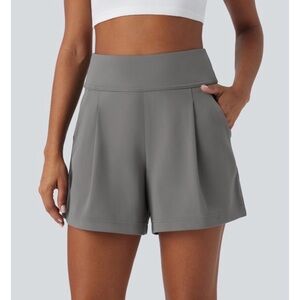 Halara DayStretch High Waisted Pocket Wide Leg Work Shorts Gray Size Small